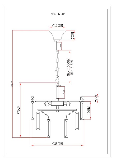 Подвесная люстра Moderli Crystal V10736-4P Фото № 2