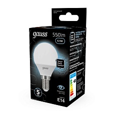 Лампа светодиодная Gauss E14 6.5W 4100K матовая 105101207 2