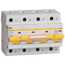 KARAT Автоматический выключатель ВА47-100 4P C 100А 10кА IEK MVA40-4-100-C
