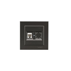 Розетка Makel компьютерная+гнездо СП Karea 16А IP20 CAT 5 дым. металлик 56050035