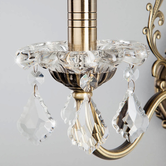 Бра Eurosvet 3281/1 античная бронза/прозрачный хрусталь Strotskis Фото № 3