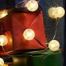 Светодиодная гирлянда Feron CL565 линейная Лед шарики, статичная 3м + 0.3м 2700K с питанием от батареек, прозрачный шнур 48611 4