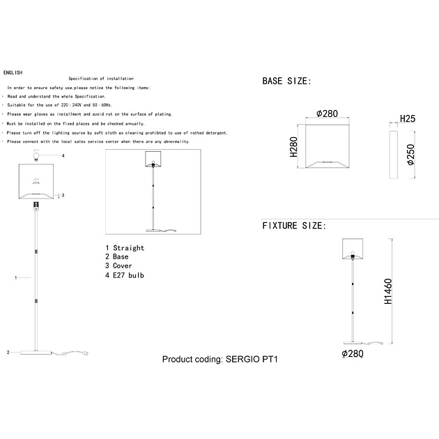 Торшер Crystal Lux Sergio PT1 Nickel изображение 2 Торшер Crystal Lux Sergio PT1 Nickel Фото № 2
