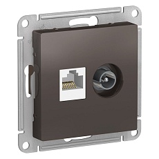 Розетка компьютерная RJ45/TV Systeme Electric AtlasDesign 5e кат UTP мокко ATN000689