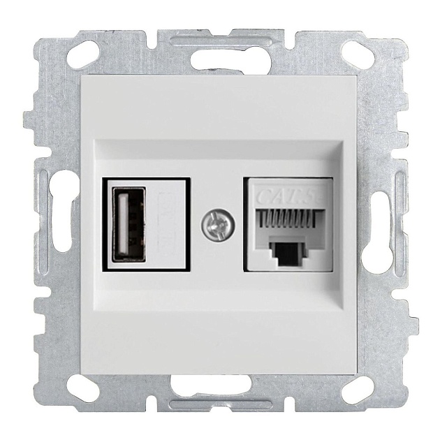 Розетка LAN/USB Vesta-Electric Roma белый FRZ00050502BEL Фото № 1