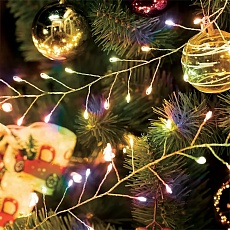 Светодиодная гирлянда Кластер (на проволоке) Feron CL584 линейная 12м мультиколор, c питанием от сети 230V, прозрачный шнур 51449