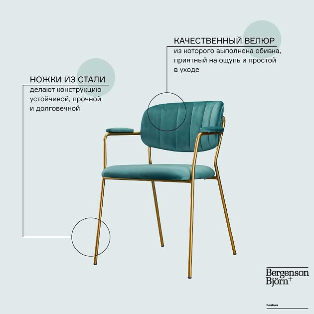 Кухонный стул Bergenson Bjorn Eirill FH-ERL-ARMCH-PL-GRN изображение 2 Кухонный стул Bergenson Bjorn Eirill FH-ERL-ARMCH-PL-GRN Фото № 2