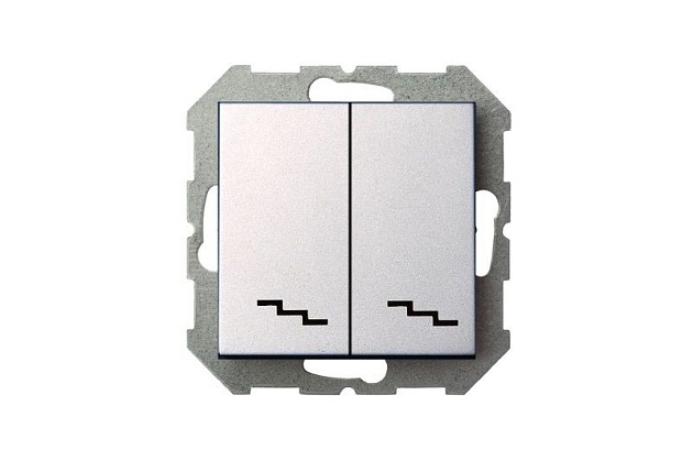 Переключатель двухклавишный Liregus серебро 28-179 Фото № 4