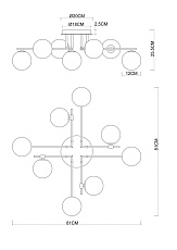 Потолочная люстра Arte Lamp Gemini A2243PL-8BK 1