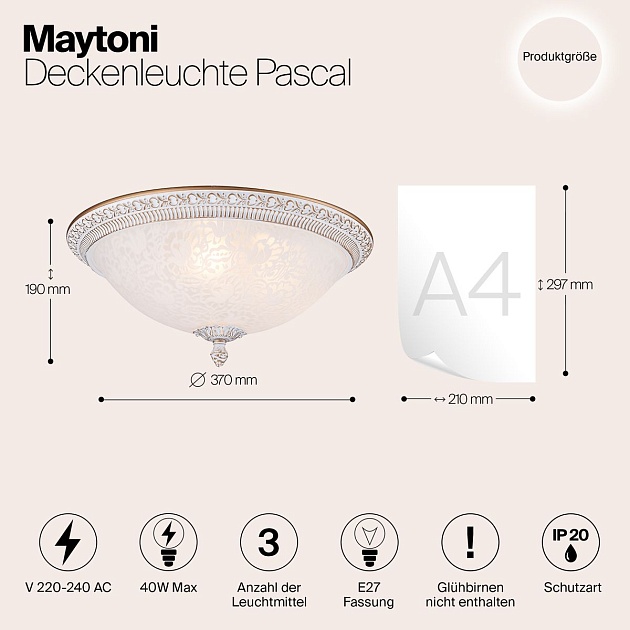Потолочный светильник Maytoni Pascal C908-CL-03-W изображение 2 Потолочный светильник Maytoni Pascal C908-CL-03-W Фото № 2