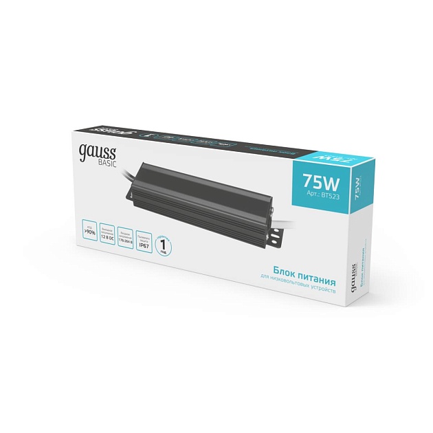 Блок питания Gauss 75W 12V IP67 BT523 Фото № 2