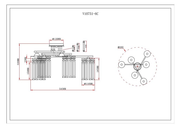 Потолочная люстра Moderli Everly V10751-6C Фото № 2