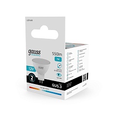 Лампа светодиодная Gauss GU5.3 7W 4100K матовая 11527 4