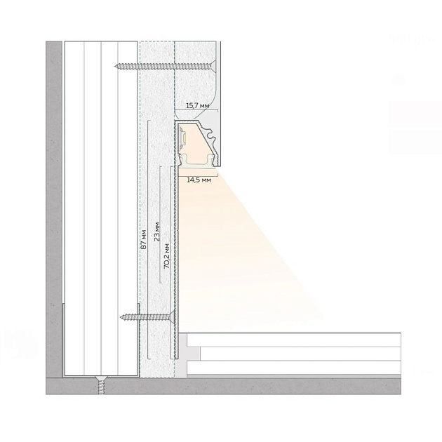 Теневой напольный плинтус FerGipps белый ПП 90 УТ000002531 Фото № 2