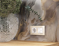 Комплект механизма 2-кл выключателя AMBRELLA VOLT с подсветкой 5600K ALFA Белый глянец QUANT (AP1040, VM115, G14W) 3