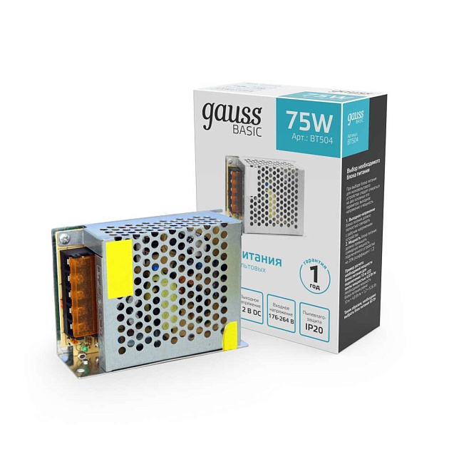 Блок питания Gauss 75W 12V IP20 BT504 изображение 5 Блок питания Gauss 75W 12V IP20 BT504 Фото № 5
