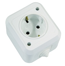 Розетка Makel 1-м ОП п/герм. с заземл. бел. 18308
