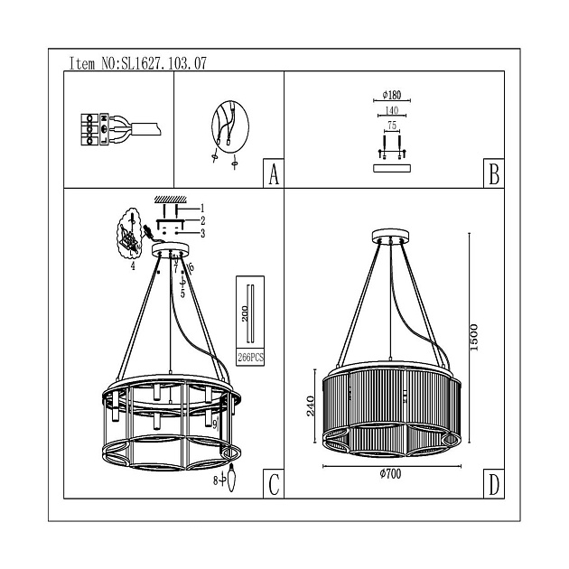 Подвесная люстра ST Luce Velletri SL1627.103.07 Фото № 2