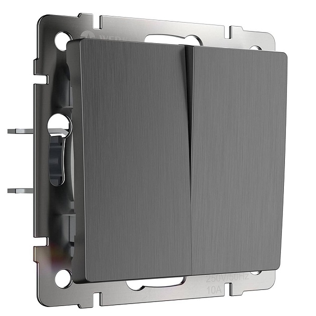 Выключатель Werkel двухклавишный проходной графит рифленый W1122004 4690389158483 изображение 1 Выключатель Werkel двухклавишный проходной графит рифленый W1122004 4690389158483 Фото № 1