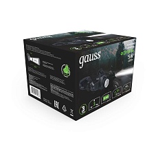 Налобный светодиодный фонарь Gauss аккумуляторный 110х105 450 лм GF407 3