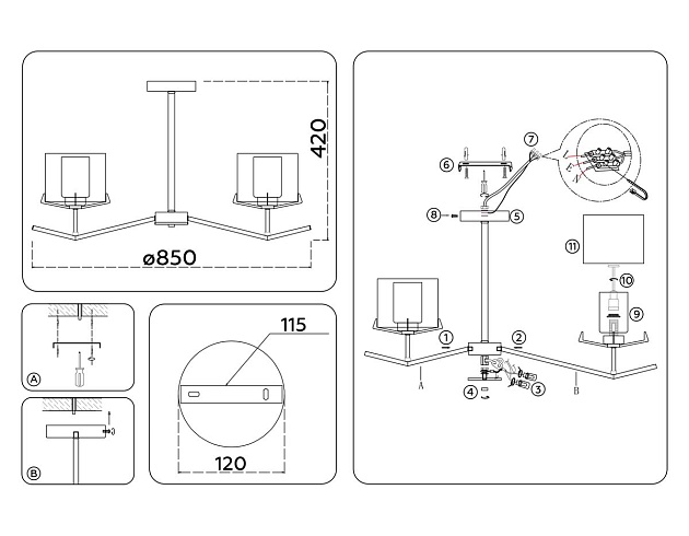 Потолочная люстра Ambrella Light High Light Modern LH57002 изображение 2 Потолочная люстра Ambrella Light High Light Modern LH57002 Фото № 2