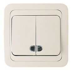 Выключатель Makel 2-кл. СП Mimoza с подсвет. крем./крем. 25023