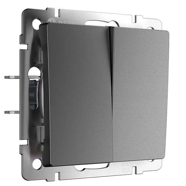 Выключатель Werkel двухклавишный графит W1120064 4690389194351 Фото № 1