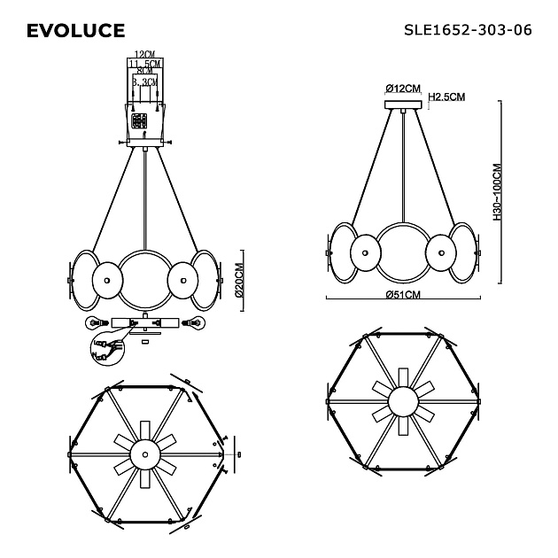Подвесная люстра Evoluce Desi SLE1652-303-06 Фото № 2