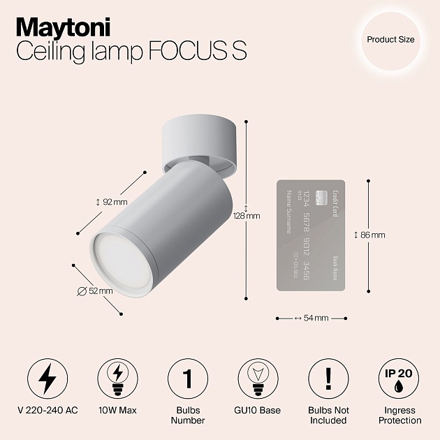 Потолочный светильник Maytoni Focus S C050CL-U-1W Фото № 2