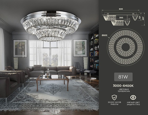 Потолочный светодиодный светильник Ambrella light Traditional TR5029 изображение 2 Потолочный светодиодный светильник Ambrella light Traditional TR5029 Фото № 2