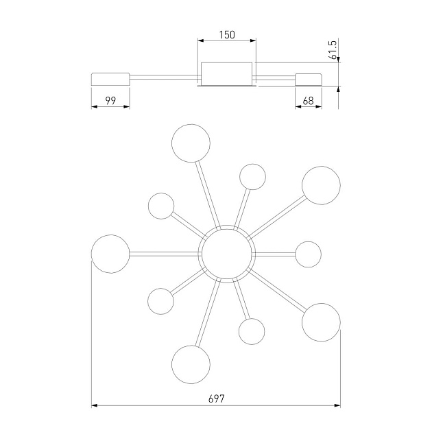 Потолочная светодиодная люстра Eurosvet Nitrino 90242/10 хром Фото № 2