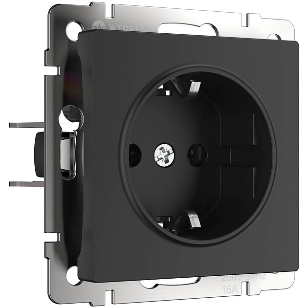 Розетка с заземлением Werkel черный матовый W1171008 4690389156878 Фото № 1