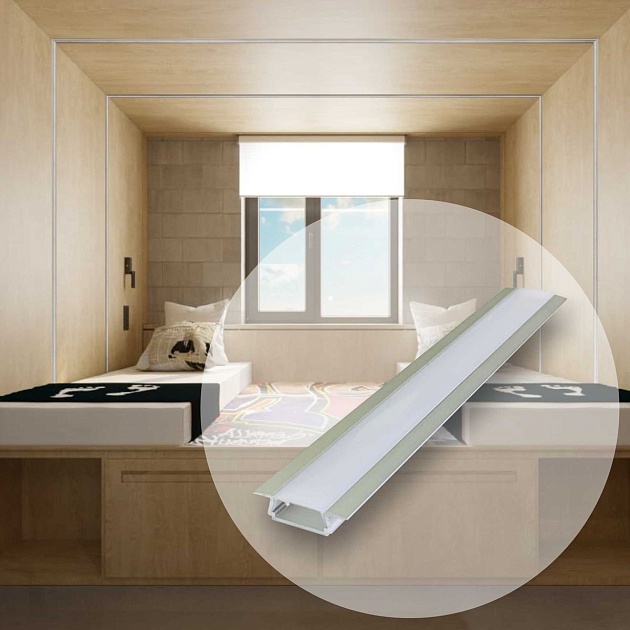 Профиль встраиваемый с рассеивателем серебро 2м. Apeyron 08-02 Фото № 11