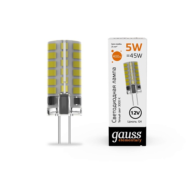 Лампа cветодиодная Gauss G4 5W 3000K прозрачная 18715 изображение 4 Лампа cветодиодная Gauss G4 5W 3000K прозрачная 18715 Фото № 4