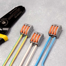 Универсальная клемма СМК 222-413, 3-проводная серая 0,08-2,5/4 мм² (20 шт./уп.) REXANT 07-5253-4-20 2