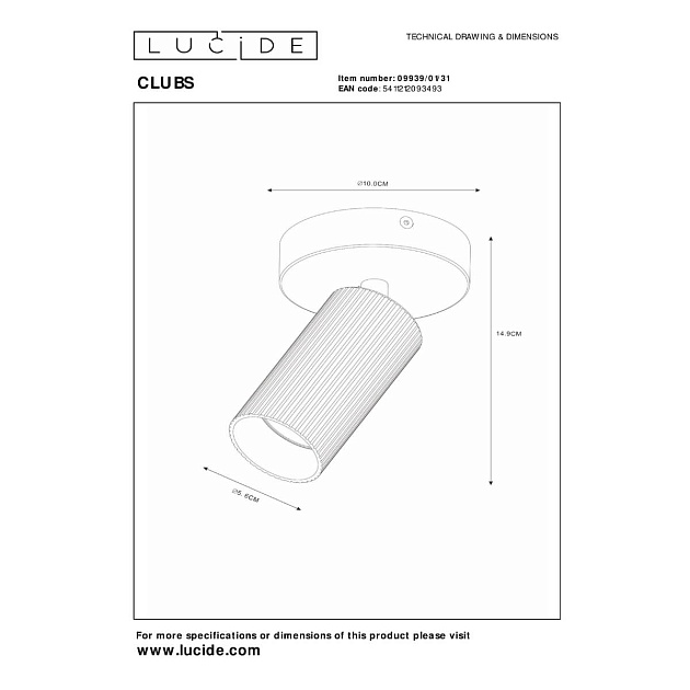 Спот Lucide CLUBS 09939/01/31 изображение 2 Спот Lucide CLUBS 09939/01/31 Фото № 2
