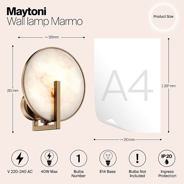 Бра Maytoni Marmo MOD099WL-01G2 изображение 2 Бра Maytoni Marmo MOD099WL-01G2 Фото № 2