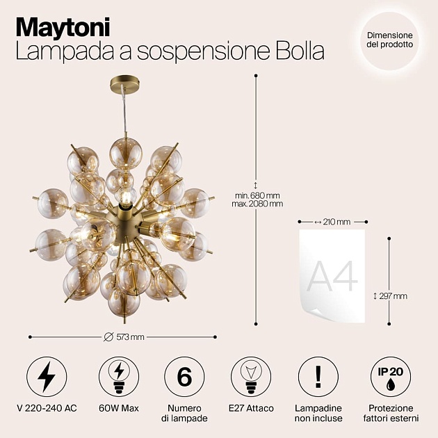 Подвесная люстра Maytoni Bolla MOD133PL-06BS Фото № 3