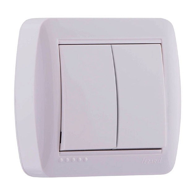 Выключатель двойной Lezard Demet белый 711-0200-101 изображение 1 Выключатель двойной Lezard Demet белый 711-0200-101 Фото № 1