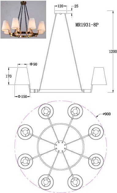 Подвесная люстра MyFar Aurora MR1931-8P Фото № 2