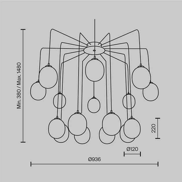 Подвесная люстра Maytoni Branch MOD176PL-16G Фото № 2