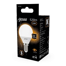 Лампа светодиодная Gauss E14 6.5W 3000K матовая 105101107 3