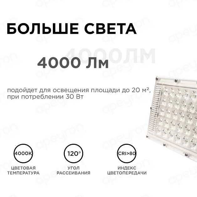 Прожектор светодиодный Apeyron 30W 4000K 05-41 Фото № 3