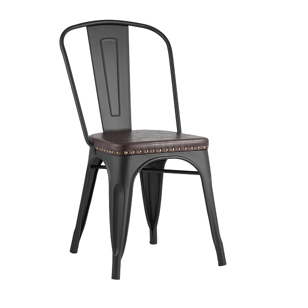 Барный стул Tolix Soft черный матовый LF818C MATTE BLACK 3474+PU7005 Фото № 1