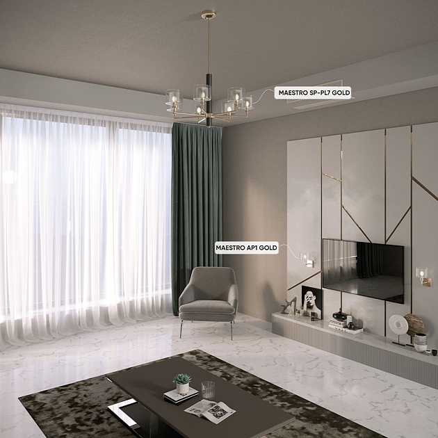 Подвесная люстра Crystal Lux Maestro SP-PL7 Gold Фото № 5