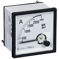 Амперметр аналоговый Э47 2000/5А класс точности 1,5 96х96мм IEK IPA20-6-2000-E