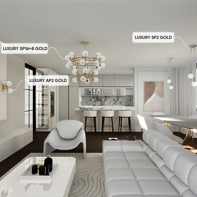 Подвесная люстра Crystal Lux Luxury SP16+8 Gold изображение 6 Подвесная люстра Crystal Lux Luxury SP16+8 Gold Фото № 6