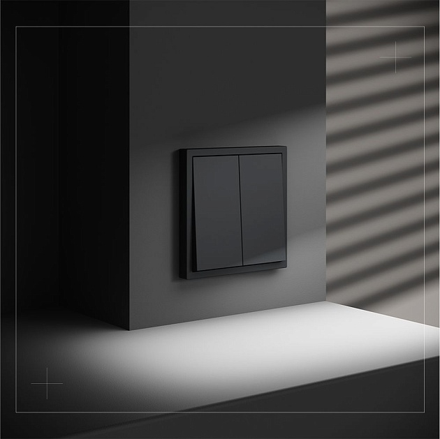 Выключатель встраиваемый Voltum S70 двухклавишный 10А, (графит) VLS020107 Фото № 7