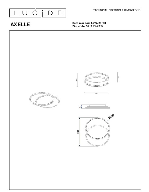 Потолочный светодиодный светильник Lucide Axelle 44112/24/30 Фото № 2