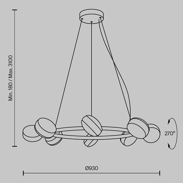 Подвесная светодиодная люстра Maytoni Mind MOD299PL-L80BC3K изображение 2 Подвесная светодиодная люстра Maytoni Mind MOD299PL-L80BC3K Фото № 2